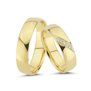 Eheringe aus 14 Karat Gold von Nuran mit 5 Diamanten
